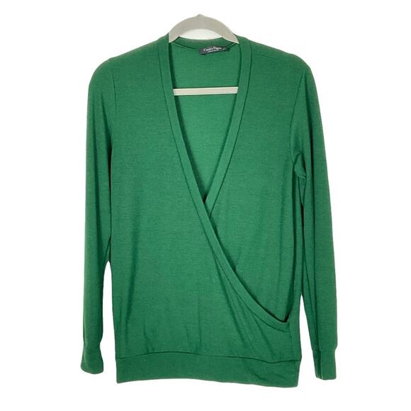 Women’s Long Sleeve‎ Green Knit Surplus Top - Picture 1 of 3